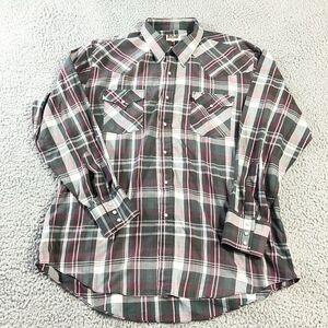Ely Cattleman Shirt Mens XL Pearl Snap Plaid Western Cowboy Button Outdoor‎